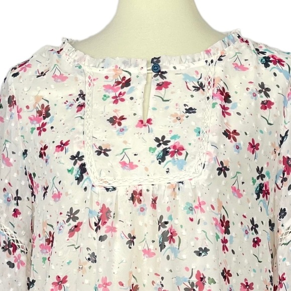 Matilda Jane Blouse Womens Medium M Cream Floral What’s Up Buttercup Swiss Dot - Picture 3 of 11